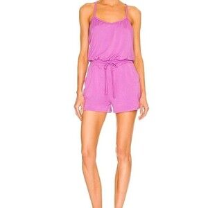 Beyond Yoga Purple Seaside Romper  Drawstring Waist Iris Size XL‎ NEW WITH TAGS